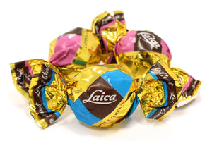 BOULES AZZURRO ROSA CIOCCOLATO AL LATTE RIPIENE DI CREMA AL LATTE E CEREALI BUSTA KG 1 Laica