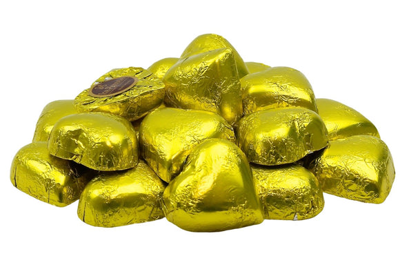 CUORI GIALLI DI CIOCCOLATO FONDENTE RIPIENI CREMA GIANDUIA 12g BUSTA KG 1 La Suissa in vendita online