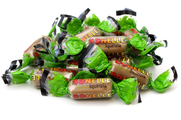 LE BONELLE TOFFEE MENTA E LIQUIRIZIA CARAMELLE MORBIDE INCARTATE SENZA GLUTINE BUSTA KG 1 Fida Candies