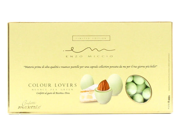 CONFETTI NUANCE PEA GREEN GUSTO RICOTTA E PERA COLOUR LOVERS ENZO MICCIO SENZA GLUTINE SCATOLA KG 1 Maxtris